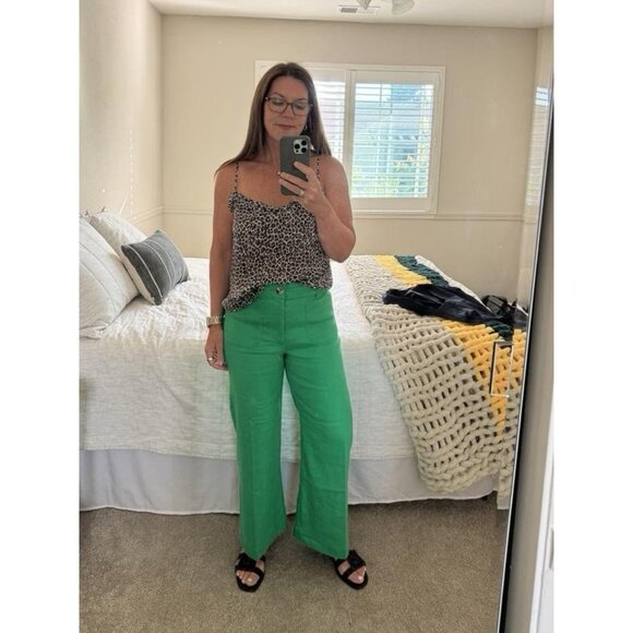 NWT Size 27P -The Colette Linen Blend Crop Wide-Leg Pants in Green (NWT USD 138) - Picture 12 of 16